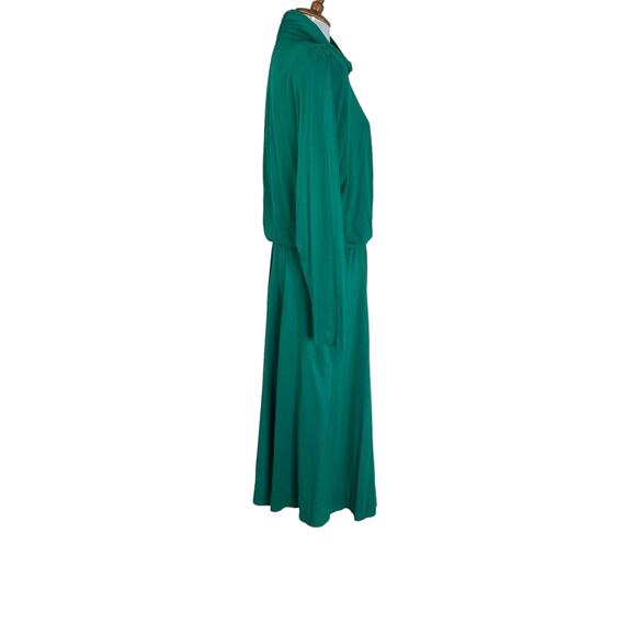 Vintage 1980s Positive Attitude Emerald Green Tutrtleneck knit Midi Dress M - Picture 5 of 10